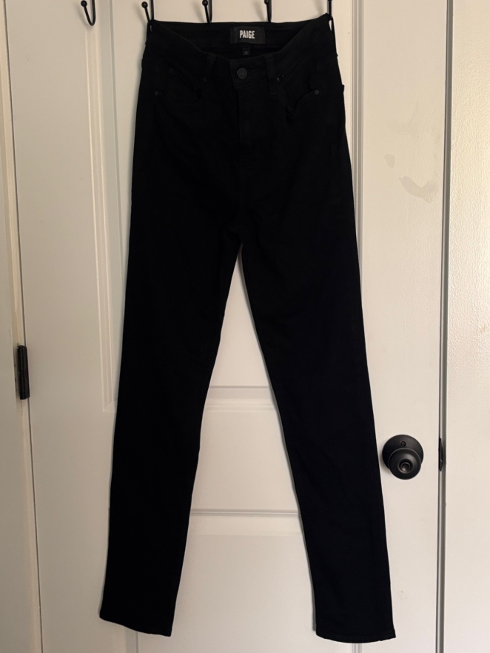 Paige Gemma Black Skinny Straight Jeans